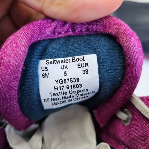 Sperry Rain Booties Size 6 Pink Blue Waterproof Rubber Outdoor Lace Up Duck Boot - Picture 8 of 11